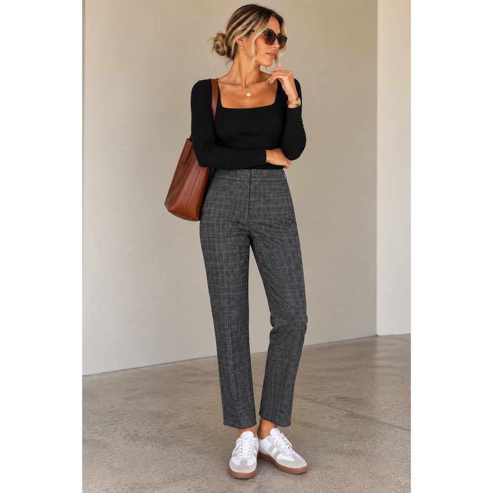 Banana Republic Sloan Grey Textured Grid Slim Fit Dress Pants Womens Size 2